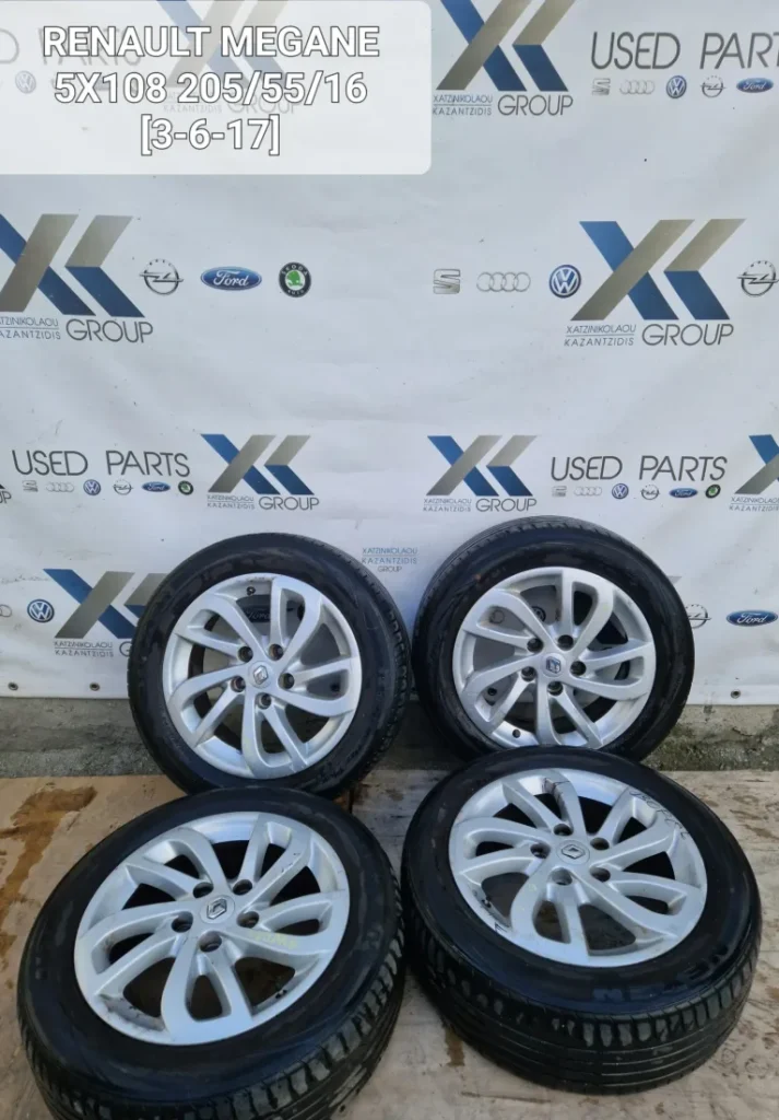 RENAULT MEGANE 2010-2020 ΖΑΝΤΕΣ ΑΛΟΥΜΙΝΙΟΥ 5Χ108 205-55-16 DOT 2017